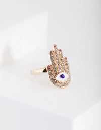 Gold Blue Diamante Eye Ring - link has visual effect only