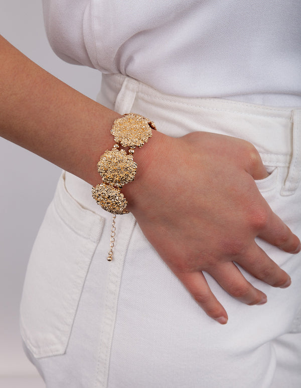 Gold Textured Dome Bracelet