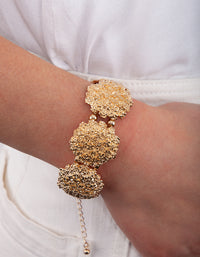 Gold Textured Dome Bracelet - link has visual effect only