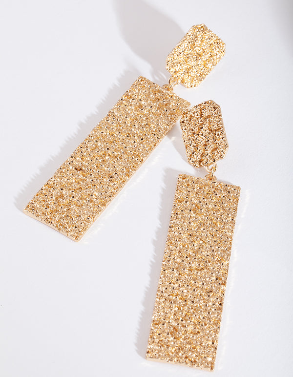 Textured Rectangle Drop Earrings