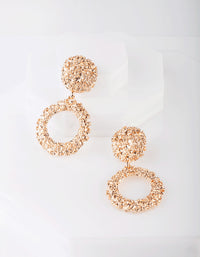 Gold Textured Round Drop Earrings - link has visual effect only