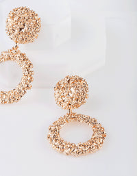 Gold Textured Round Drop Earrings - link has visual effect only