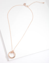 Rose Gold Linked Circle Diamante Necklace - link has visual effect only