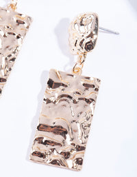 Gold Crater Rectangle Drop Earrings - link has visual effect only