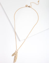 Gold Double Leaf Necklace - link has visual effect only