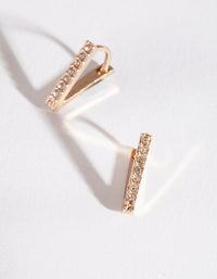 Gold Geometric Diamante Huggie Earrings - link has visual effect only