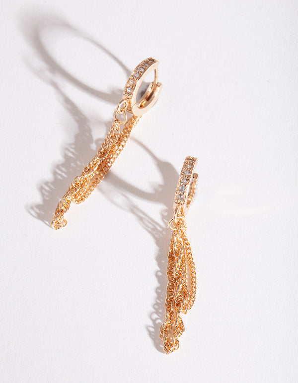 Gold Layered Chain Huggie Earrings