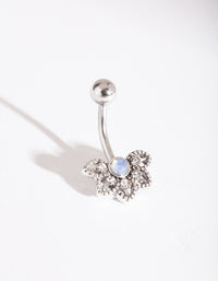 Surgical Steel Synthetic Opal Flower Belly Bar - link has visual effect only