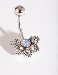 Surgical Steel Synthetic Opal Flower Belly Bar - link has visual effect only