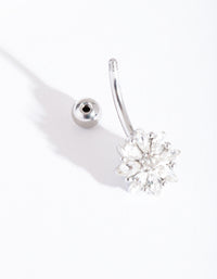 Silver Surgical Steel Floral Gem Belly Bar - link has visual effect only