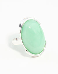 Silver Blue Synthetic Opal Stone Ring - link has visual effect only