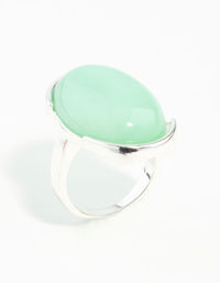 Silver Blue Synthetic Opal Stone Ring - link has visual effect only