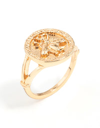 Gold Bee Coin Ring - link has visual effect only