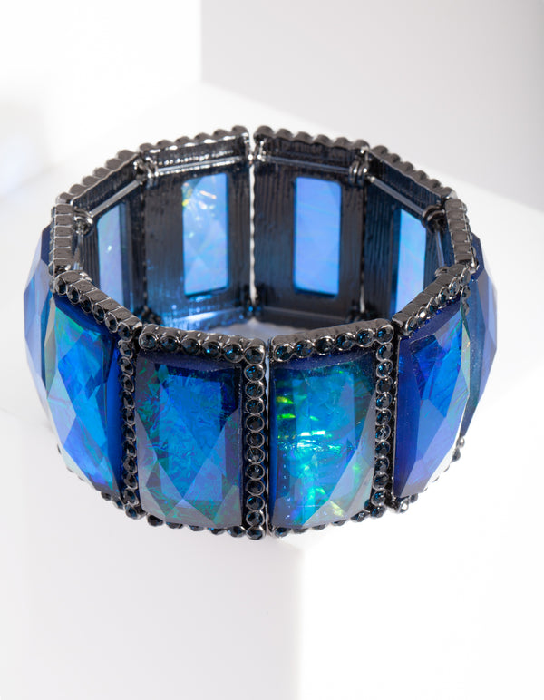 Blue Gunmetal Foil Stone Bracelet