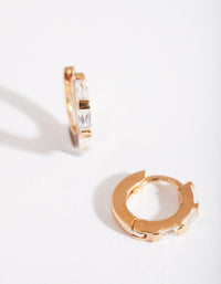 Gold Plated Sterling Silver Gem Huggie Earrings - link has visual effect only