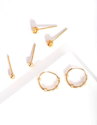 Gold Plated Sterling Silver Knot Hoop Earring Pack - link has visual effect only