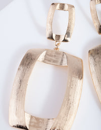 Gold Textured Open Geometric Drop Earrings - link has visual effect only