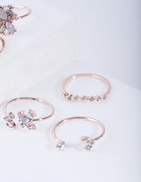 Rose Gold Floral Gem Ring Pack - link has visual effect only