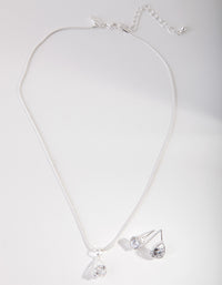 Silver Cubic Zirconia Teardrop Jewellery Set - link has visual effect only