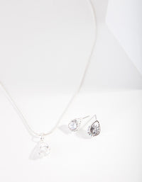 Silver Cubic Zirconia Teardrop Jewellery Set - link has visual effect only