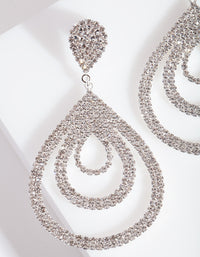 Silver Diamante Multi Droplet Drop Earrings - link has visual effect only