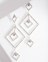 Silver Diamante Geometric Drop Earrings - link has visual effect only