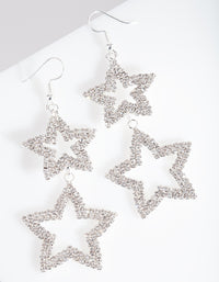 Diamante Double Star Drop Earrings - link has visual effect only