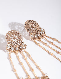 Antique Gold Diamante Drop Earrings - link has visual effect only