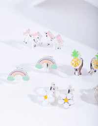 Kids Silver Unicorn Clip On Earring 5-Pack - link has visual effect only