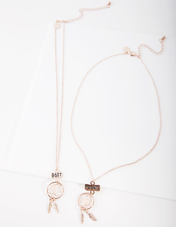 Kids Rose Gold BFF Dreamcatcher Necklace Pack