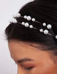 Silver Pearl Double Row Headband - link has visual effect only