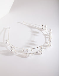 Silver Pearl Double Row Headband - link has visual effect only