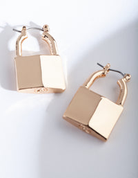 Gold Mini Lock Earrings - link has visual effect only