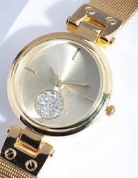 Gold Diamante Circle Watch - link has visual effect only