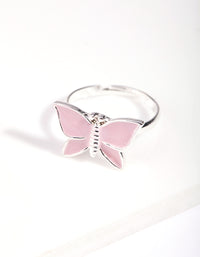 Kids Silver Enamel Butterfly Stretch Bracelet & Ring Set - link has visual effect only