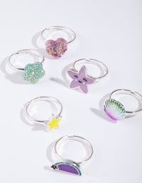 Kids Silver Mermaid Ring 6-Pack - link has visual effect only