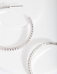 Silver Cubic Zirconia 45mm Hoop Earrings - link has visual effect only