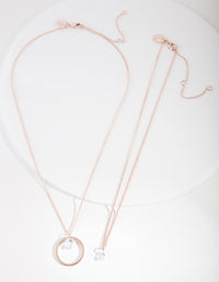 Rose Gold Cubic Zirconia 2 Row Necklace - link has visual effect only