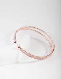 Rose Gold Cubic Zirconia Row Cuff Bracelet - link has visual effect only