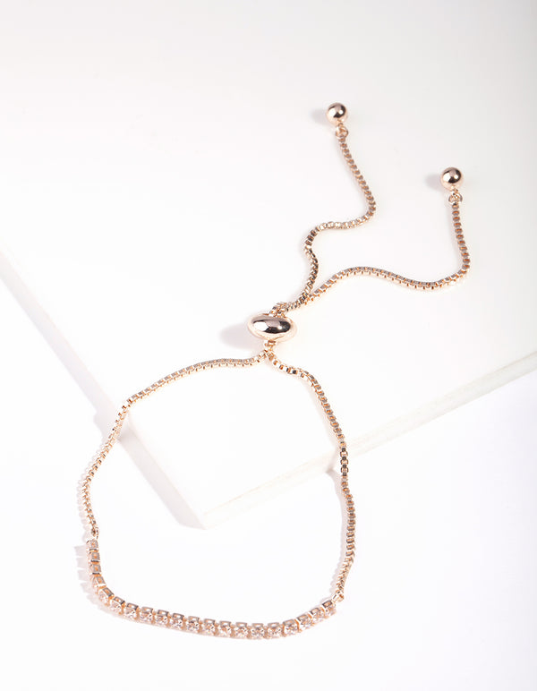 Rose Gold Cubic Zirconia Strand Bracelet