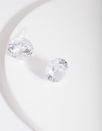 Silver Circle Cubic Zirconia Stud Earrings - link has visual effect only