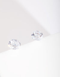 Silver Circle Cubic Zirconia Stud Earrings - link has visual effect only