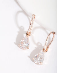 Rose Gold Cubic Zirconia Teardrop Hoop Earrings - link has visual effect only