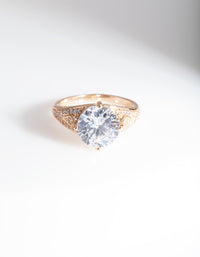 Gold Cubic Zirconia Celebrity Ring - link has visual effect only