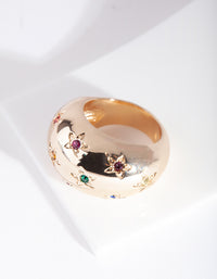 Gold Rainbow Diamante Star Ring - link has visual effect only