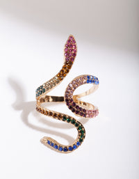 Rainbow Diamante Snake Wrap Ring - link has visual effect only