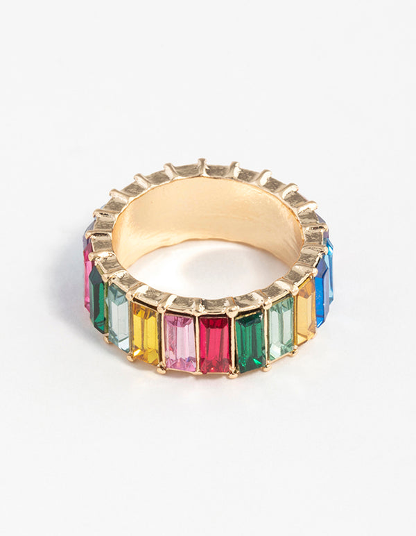 Gold Rainbow Gem Ring