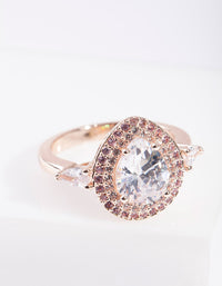 Rose Gold Cubic Zirconia Teardrop Ring - link has visual effect only