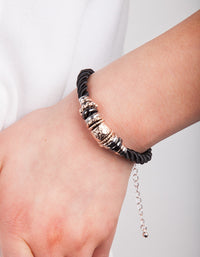 Black Mixed Metal Rope Charm Bracelet - link has visual effect only