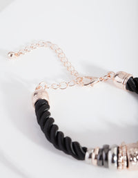 Black Mixed Metal Rope Charm Bracelet - link has visual effect only